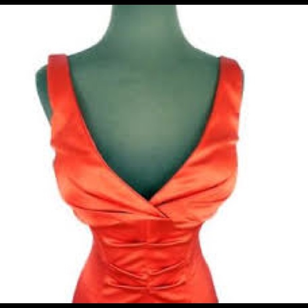 Cache Red Satin Ruched Midi Dress - Picture 8 of 8